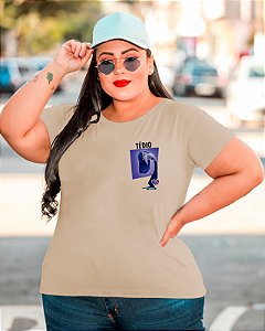T-SHIRT PLUS SIZE TÉDIO DIVERTIDAMENTE DTF BEGE XG