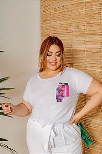T-SHIRT PLUS SIZE VERGONHA DIVERTIDAMENTE DTF BRANCO XG
