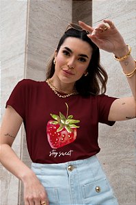 T-SHIRT MORANGO STAY SWEET DTF MARSALA