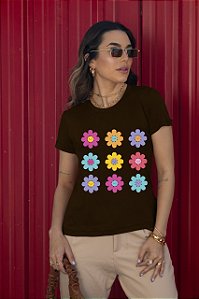 T-SHIRT FLORES MARGARIDAS DTF CHOCOLATE