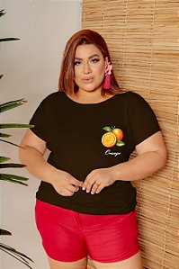T-SHIRT PLUS SIZE LARANJA DTF CHOCOLATE XG
