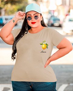 T-SHIRT PLUS SIZE LARANJA DTF BEGE XG
