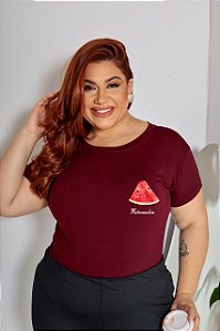 T-SHIRT PLUS SIZE MELANCIA DTF MARSALA XG