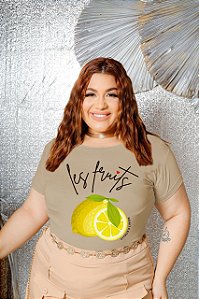 T-SHIRT PLUS SIZE LES FRUITS LEMON DTF BEGE XG