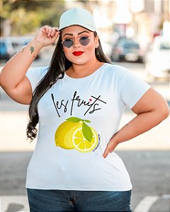 T-SHIRT PLUS SIZE LES FRUITS LEMON DTF BRANCO XG