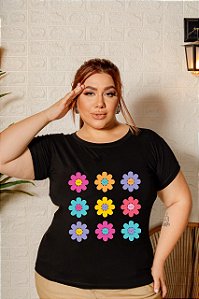 T-SHIRT PLUS SIZE FLORES MARGARIDAS DTF XG