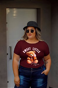T-SHIRT PLUS SIZE URSINHO SWEET DTF MARSALA XG