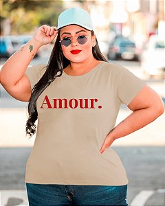 T-SHIRT PLUS SIZE AMOUR. DTF BEGE XG