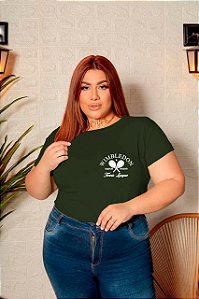 T-SHIRT PLUS SIZE RAQUETES WIMBLENDON DTF VERDE MILITAR XG