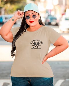 T-SHIRT PLUS SIZE RAQUETES WIMBLENDON DTF BEGE XG