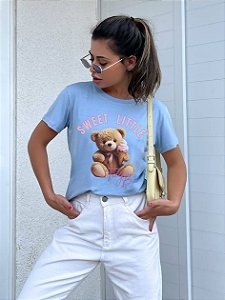 T-SHIRT URSINHO SWEET DTF AZUL BEBÊ
