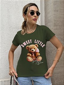 T-SHIRT URSINHO SWEET DTF VERDE MILITAR