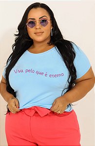 T-SHIRT PLUS SIZE VIVA INFINITO DTF AZUL BEBÊ XG