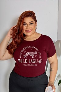 T-SHIRT PLUS SIZE WILD JAGUAR DTF MARSALA XG