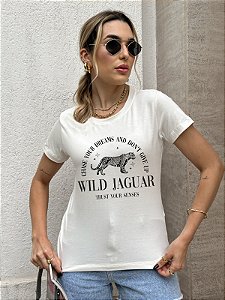 T-SHIRT WILD JAGUAR DTF BRANCO