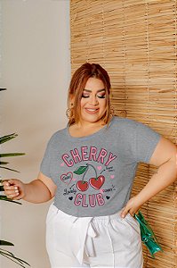 T-SHIRT PLUS SIZE CHERRY CLUB DTF CINZA XG