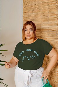T-SHIRT PLUS SIZE YOU ARE LOVED DTF VERDE MILITAR XG