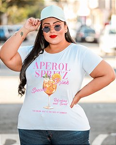 T-SHIRT PLUS SIZE APEROL DRINK DTF BRANCO XG