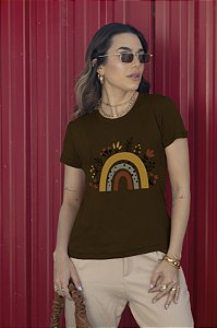 T-SHIRT ARCO-IRIS BOHO DTF CHOCOLATE