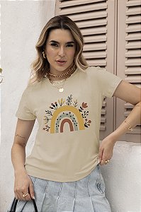 T-SHIRT ARCO-IRIS BOHO DTF BEGE