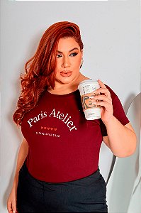T-SHIRT PLUS SIZE PARIS ATELIER DTF MARSALA XG