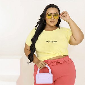 T-SHIRT PLUS SIZE YVES SAINT LAURENT DTF AMARELO BEBÊ XG