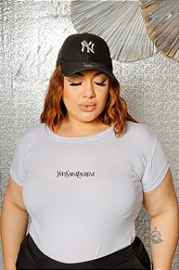 T-SHIRT PLUS SIZE YVES SAINT LAURENT DTF BRANCO XG