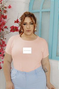 T-SHIRT PLUS SIZE LOS ANGELES DTF ROSA BEBÊ XG