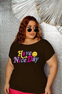 T-SHIRT PLUS SIZE HAVE A NICE DAY DTF CHOCOLATE XG
