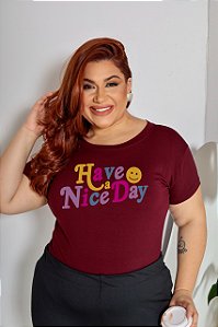 T-SHIRT PLUS SIZE HAVE A NICE DAY DTF MARSALA XG
