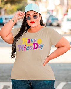 T-SHIRT PLUS SIZE HAVE A NICE DAY DTF BEGE XG