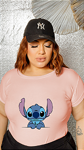 T-SHIRT PLUS SIZE STITCH DTF ROSA BEBÊ XG