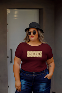 T-SHIRT PLUS SIZE PADRÃO GUCCI DTF MARSALA XG