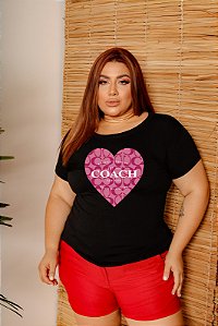 T-SHIRT PLUS SIZE CORAÇÃO COACH DTF XG