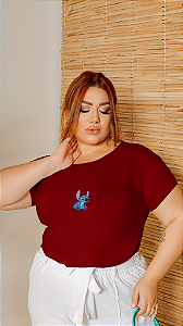 T-SHIRT PLUS SIZE STITCH BRAVO DTF MARSALA XG