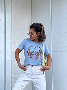 T-SHIRT TIGRES CORAÇÃO DTF AZUL BEBÊ