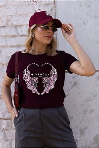 T-SHIRT TIGRES CORAÇÃO DTF MARSALA