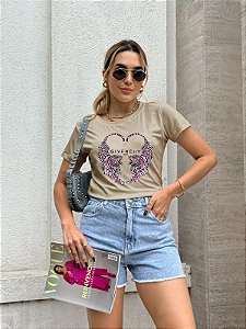 T-SHIRT TIGRES CORAÇÃO DTF BEGE