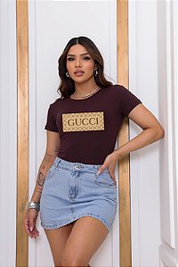 T-SHIRT PADRÃO GUCCI DTF MARSALA