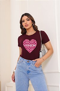 T-SHIRT CORAÇÃO COACH DTF MARSALA