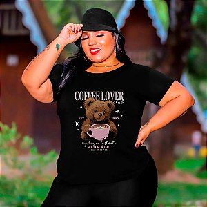 T-SHIRT PLUS SIZE COFFEE LOVER URSO DTF XG