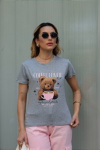T-SHIRT COFFEE LOVER URSO DTF CINZA