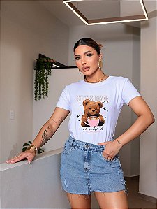 T-SHIRT COFFEE LOVER URSO DTF BRANCO
