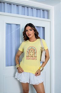 T-SHIRT MAKE MAGIC ARCO-IRÍS DTF AMARELO BEBÊ