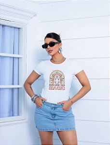 T-SHIRT MAKE MAGIC ARCO-IRÍS DTF BRANCO