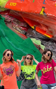 LOTE DE 10 T-SHIRTS CORES, TAMANHOS E ESTAMPAS SORTIDAS