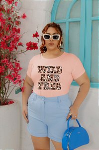 T-SHIRT PLUS SIZE WILD AND FREE DTF ROSA BEBÊ XG
