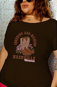 T-SHIRT PLUS SIZE BOTAS NASHVILLE DTF CHOCOLATE XG