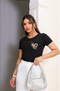 T-SHIRT COW PRINT CORAÇÃO DTF