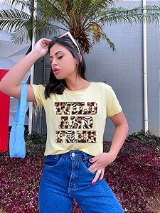 T-SHIRT WILD AND FREE DTF AMARELO BEBÊ